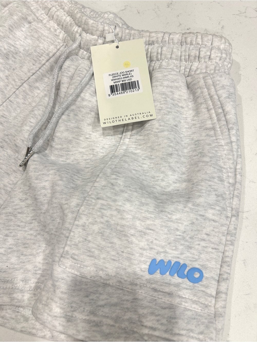 NWT WILO The Label Fleece Jog Shorts White Marle XS - Picture 2 of 3